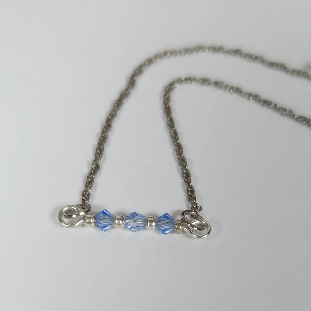 Handmade Dainty Blue Crystal Bar Silver Bracelet Dainty Crystal Chain Bracelet